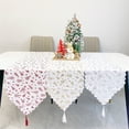 thumbnail image 4 of Caminos de mesa con patrón de impresión bronceada con borlas para decoración de boda, fiesta de Navidad, 33x180cm, 4 of 5
