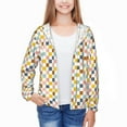 thumbnail image 3 of Pofeuu Colorful Checkered 1 Print Kids Active Zipper Sun Protection Jacket Boys Girls Hooded Cooling Shirt Pockets Fishing Running Outdoor-Large, 3 of 7