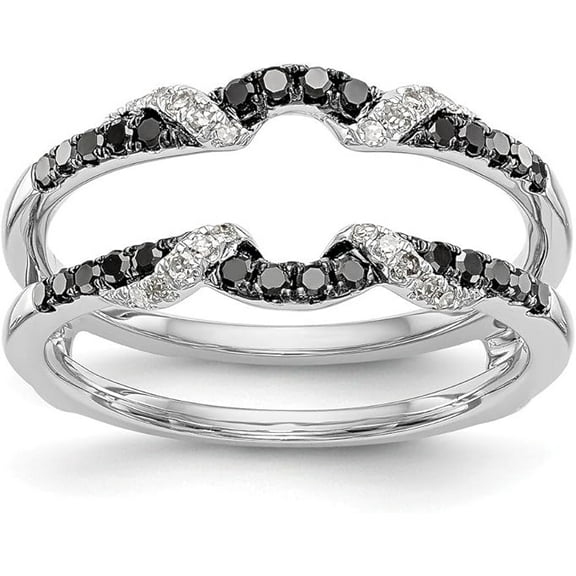 beryl_creation 925 Sterling Silver 2.15 Ct Round Cut Black Diamond Engagement Christmas Thanksgiving Enhancer Wrap Guard Ring 14K White Gold Plated For Women's -7.5