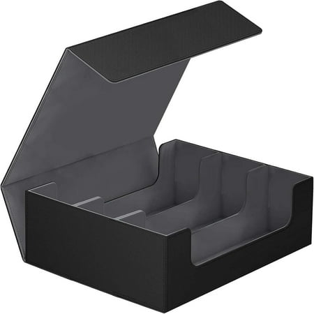 JIAN YA NA Card Deck Case for Trading Cards 1800+, 3-Row Trading Card Storage Box with 5 Card Dividers, Card Deck Box for MTG TCG Sports Card (Black)
