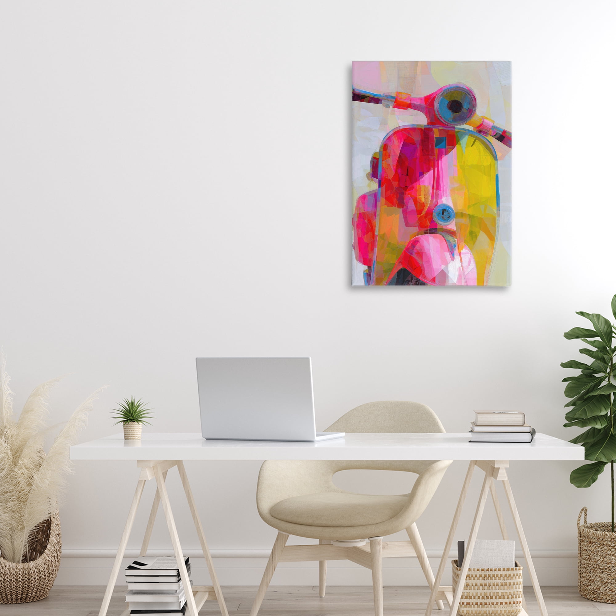 Stupell Industries Vespa in Pink & Yellow Canvas Wall Art, design by Chromatic Storm Studio
