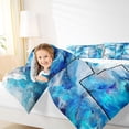 thumbnail image 4 of jejeloiu Blue Ocean Patchwork Art Full Size Comforter Sets Kids,Coastal Print Bedding Sets,Reversible,3-Piece, 4 of 8
