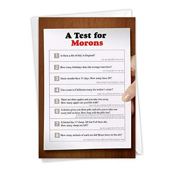 NobleWorks NobleWorks - 1 Funny Graduation Greeting Card - Congrats for Graduate, Notecard Stationery for School, College - Test for Morons 7216