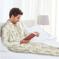thumbnail image 4 of Mens Pajamas Set, White And Gold Geometry Button Down Long Sleeve Loungewear Sleepwear Pjs sets for Men, 4 of 5