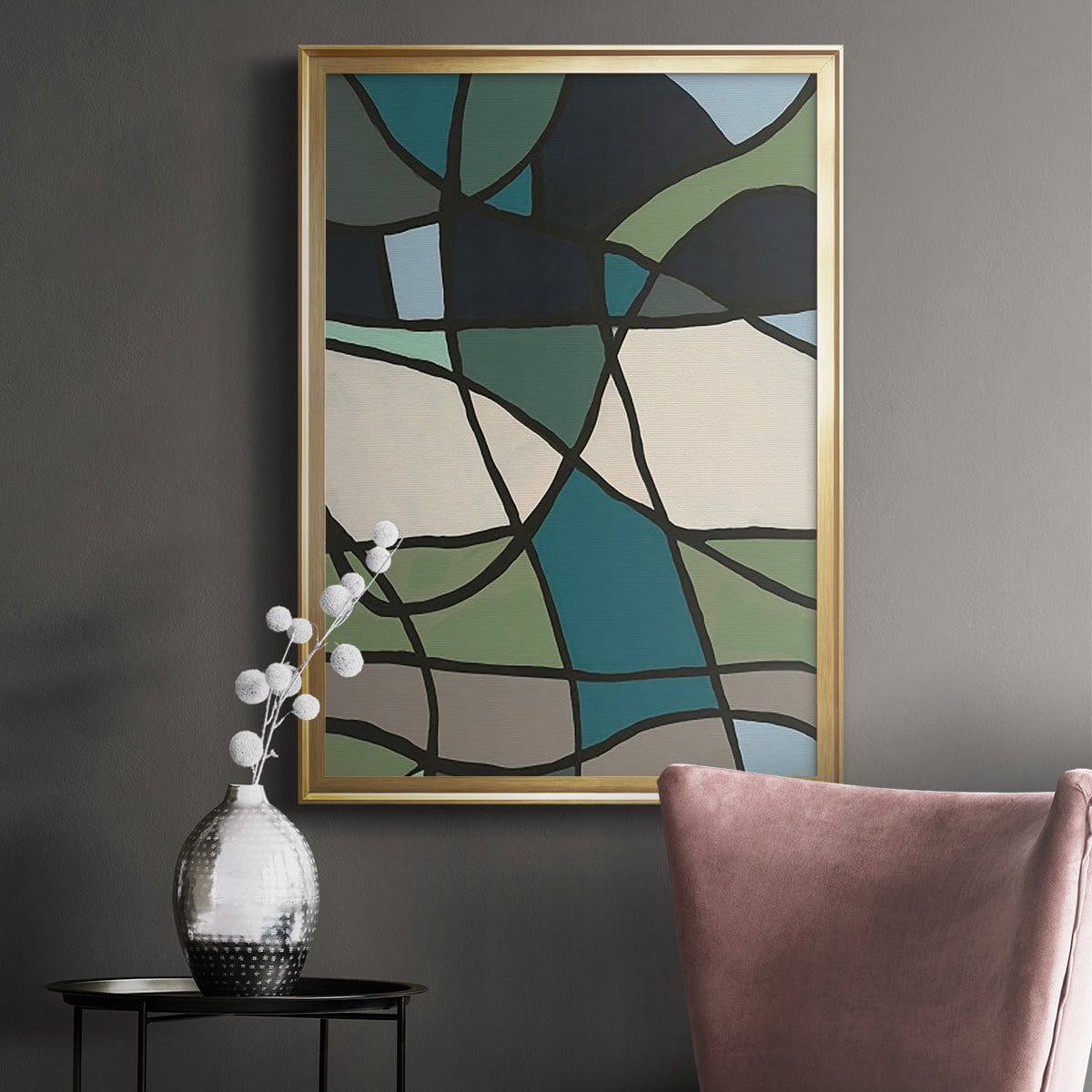 Multicolor Stained Glass I Premium Framed Print, in Gold, Black, or Silver - Ready to Hang