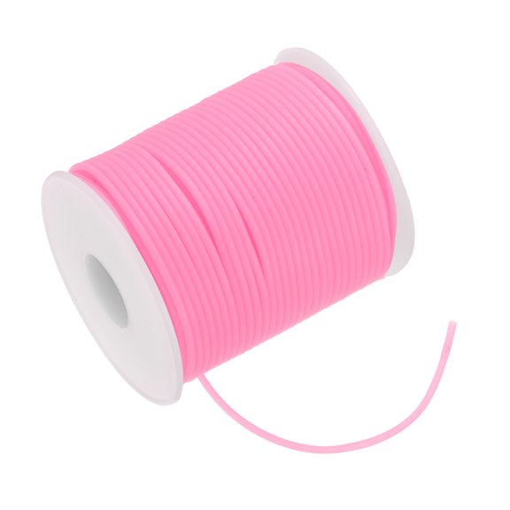 Uxcell 54.7 Yards Hollow Pipe Tubing Rubber Cord 0.08'' Knitting Barber Cord Jewelry Silicone Hollow Cords Pink