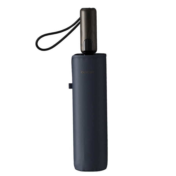 Paraguas de viaje plegable, elegante, resistente, ligero, impermeable, de fácil agarre. Azul Gris