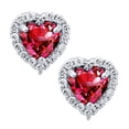 thumbnail image 3 of 4.03 Carat TCW Heart Cut Gemstone Created Ruby 925 Sterling Silver Necklace Pendant and Earrings 3 Pieces Jewelry Set, 3 of 9