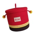 thumbnail image 3 of Cesta de almacenamiento de cuerda de algodón con tapa, multifuncional, decorativa Marrón amarillo rojo, 3 of 9
