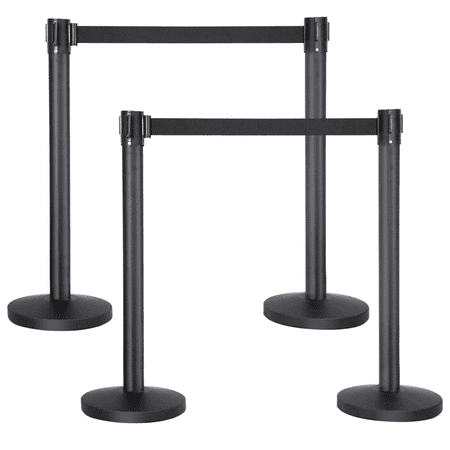 Yaheetech 4-Pack Stanchion with 6.5 Foot Retractable Belt Crowd Control Stanchion Queue Line Post Barrier