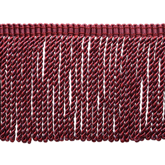 6" (15cm) Bullion Fringe Trim with Fancy Woven Gimp Header # BFMLT6WVN,, Wine Medley Purple #PR22 (Violet Purple, Blood Red) Sold By The Yard (36"/3 ft/0.9m)