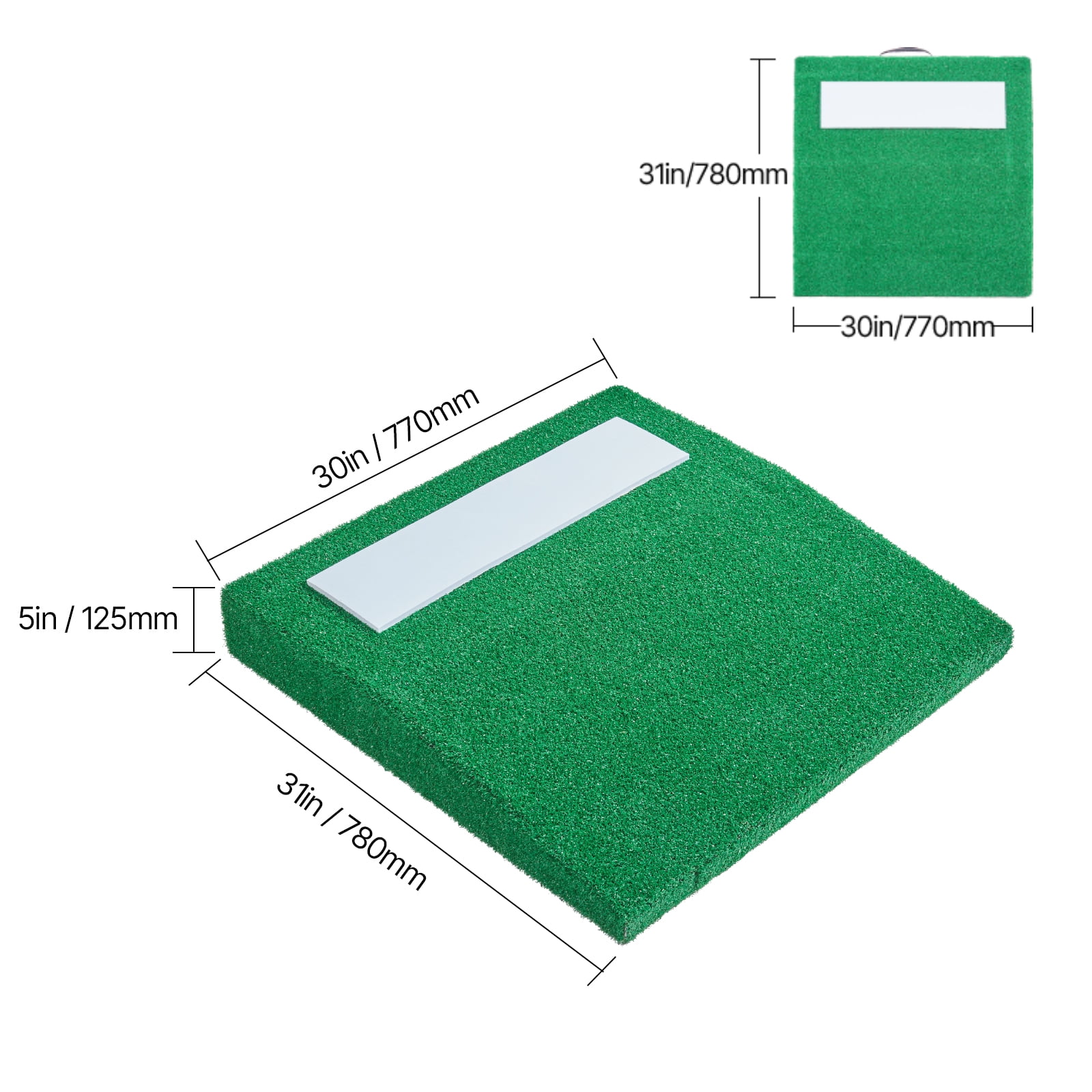 KFFKFF Pitching Hill, Mobile Baseball Thrower's Hill, 31 in Indoor Outdoor Throwing Exercise and Training Gear, Softball Throwing Helpers with Durable Grass, Pitching Leather, Transport Handle