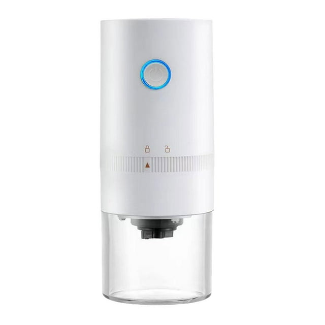 PENGXIANG Moulin à Café Électrique Rechargeable USB, Moulin à Grains de Café Portable avec Plusieurs Réglages de Mouture, Broyeur Conique Automatique pour Espresso et Presse Française (Blanc)
