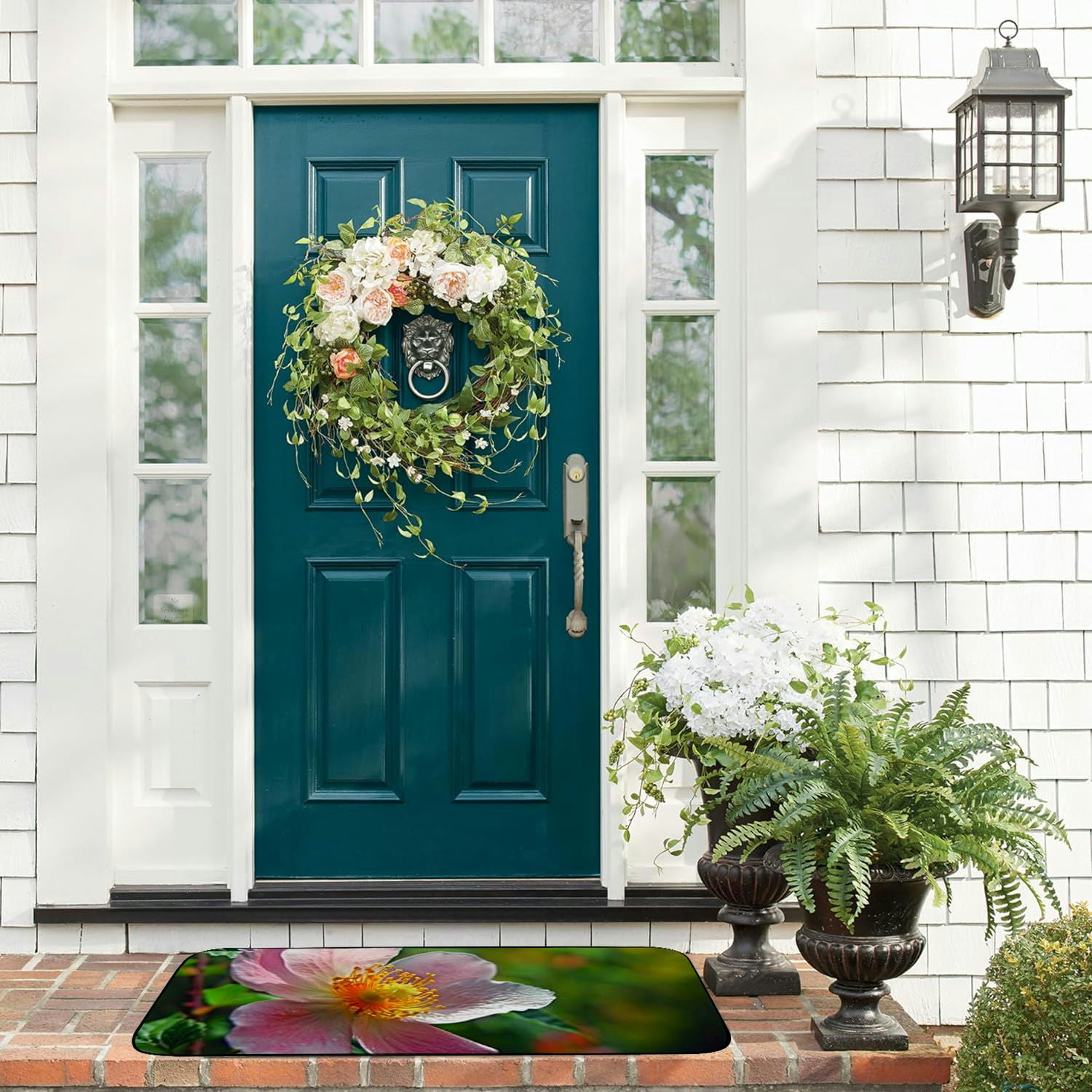 Heduofu Decorative Door Mat, Door Mat with Non-Slip Rubber Backing, Easy Cleaning, Traps Dirt, Rug for Entry, Patio, Garage  - Flower Rose Nature Plant Garden Leaf Summer 19.68*47.24 in