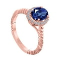 thumbnail image 3 of Mauli Jewels Rings for Women 1 Carat Diamond And Oval Shape Sapphire Ring 4 Prong 10K Rose Gold, 3 of 6