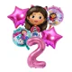 thumbnail image 3 of Gabby casa de muñecas Globos metálicos de dibujos animados para niñas, suministros de decoración para fiesta de cumpleaños, Baby Shower, regalo（6pcs28 1Set, 3 of 5