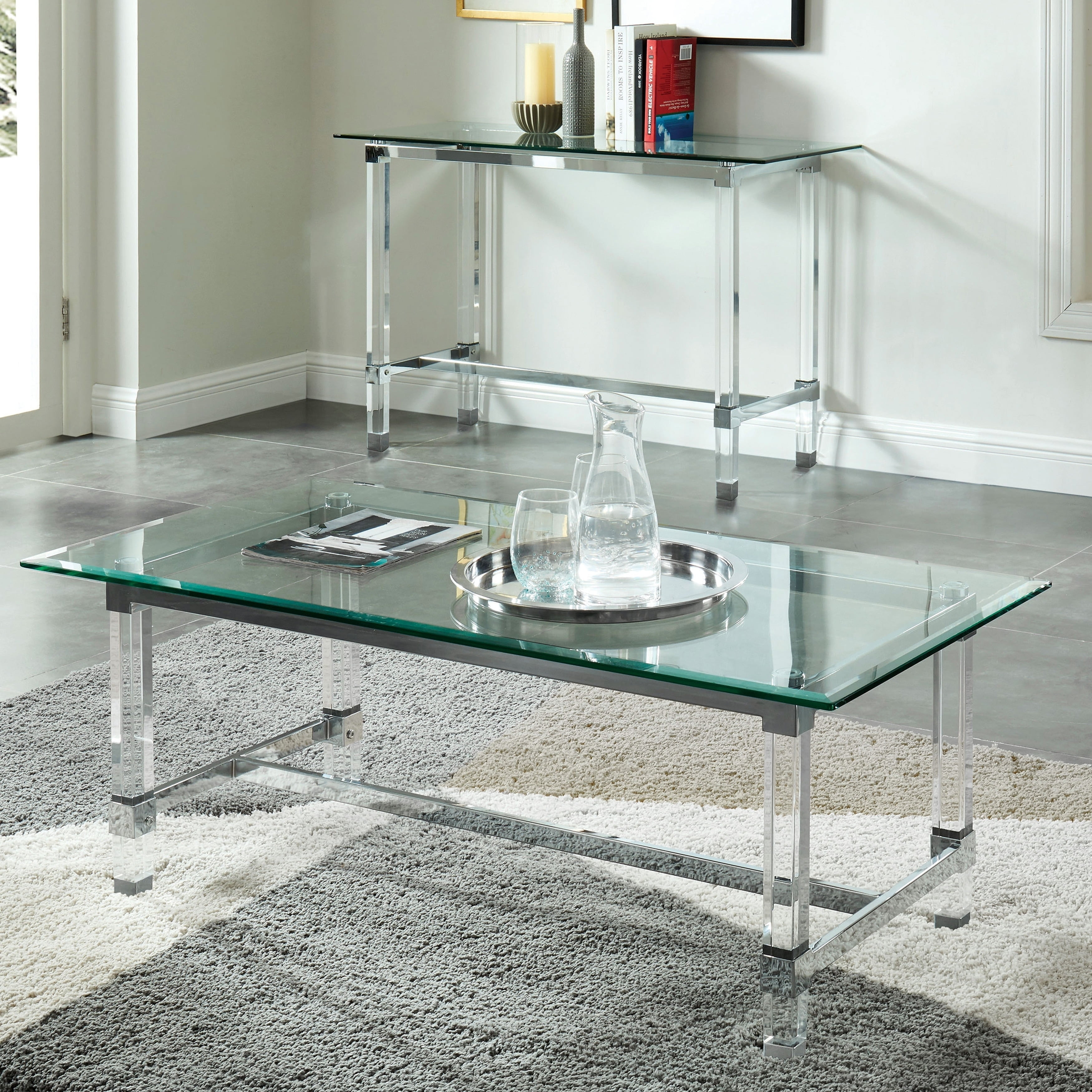 Furniture of America Duchamp Acrylic/Glass/Chrome Coffee Table