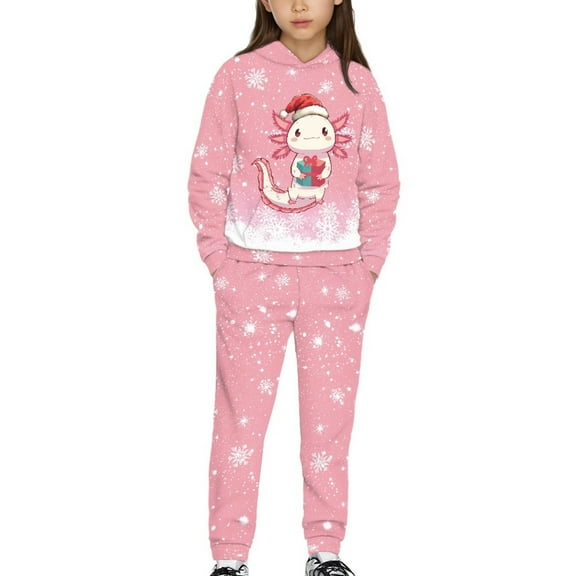 DISNIMO Christmas Snowflake Axolotl Hoodies for Kids Hoodies Set for 4/5 Years Boy Hoodie Set for Girls Long Sleeve Hoodies Kids Hoodie Sets Girls 2 Piece Hoodie Set for Boys Hoodie with Pocket