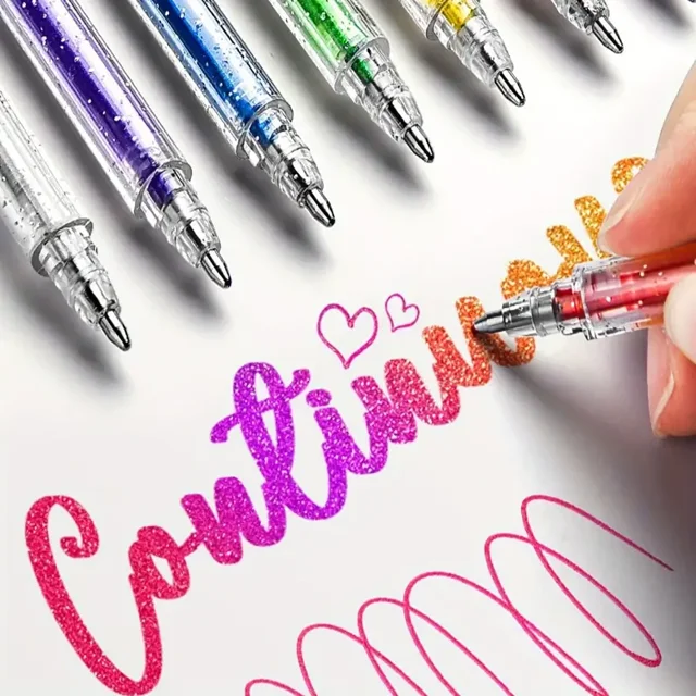 Glitter Gel Pens 1.0mm Metallic Vibrant Sparkle Colorful Pen 12 Colors for Coloring Calligraphy Cards Journal Drawing