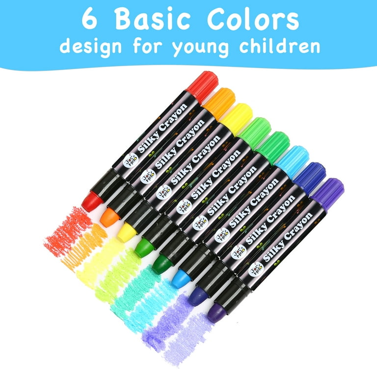 Jar Melo Silky Crayons-6 Colors Washable Rotating Non-Toxic 3 in 1 Effect(Crayon