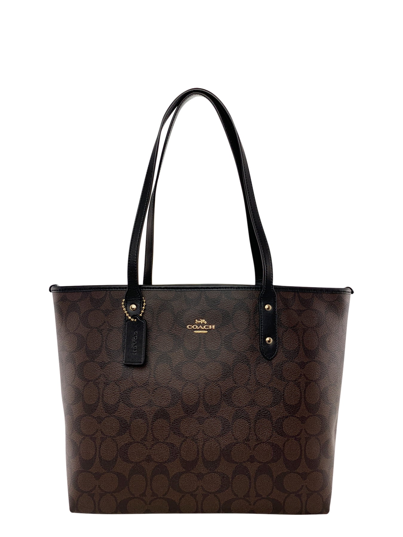 Coach City Tote Signature Leather Tote - Brown/Black