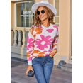 thumbnail image 6 of Flowers Sweater Crewneck Cute Casual Long Sleeve Fall Winter Knitted Pullover Tops White L, 6 of 9