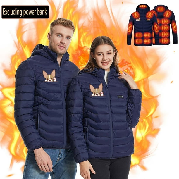 Chaquetas y abrigos casuales de manga larga con capucha, con USB, temperatura constante, calefactables, resistentes al viento, talla grande, para hombre y mujer, invierno, 4 unidades