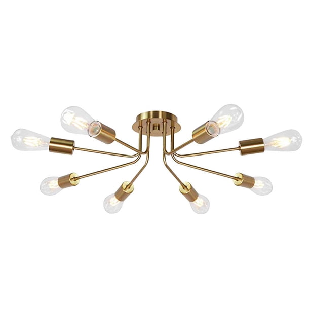 Bewildely Lámpara de techo de montaje semiempotrado de Metal Vintage, lámpara de techo de 8 luces para cocina, comedor, sala de estar, vestíbulo Iluminación navideña Bewildely HA025938-00