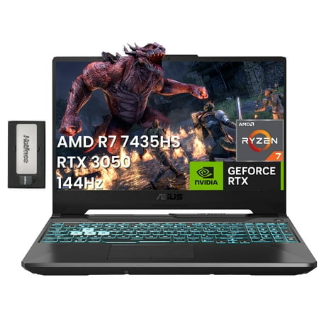 ASUS TUF A15 15.6" FHD 144Hz Gaming Laptop, AMD Ryzen 7 7435HS, NVIDIA GeForce RTX 3050, 32GB DDR5, 1TB SSD, Backlit Keyboard, Wi-Fi 6, Win 11 Pro, Black, 256GB Docking Station Set