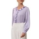 thumbnail image 4 of INSPIRAR CHIC Blusa Elegante de Satén para Mujeres con Volantes en el Cuello en V y Mangas Largas, Camisa Formal de Oficina, Talla M, Púrpura Claro, 4 of 5