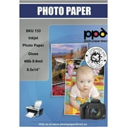 PPD Inkjet Glossy Photo Paper Legal 8.5x14" 49lb. 180gsm 9.9mil x 50 Sheets (PPD133-50)