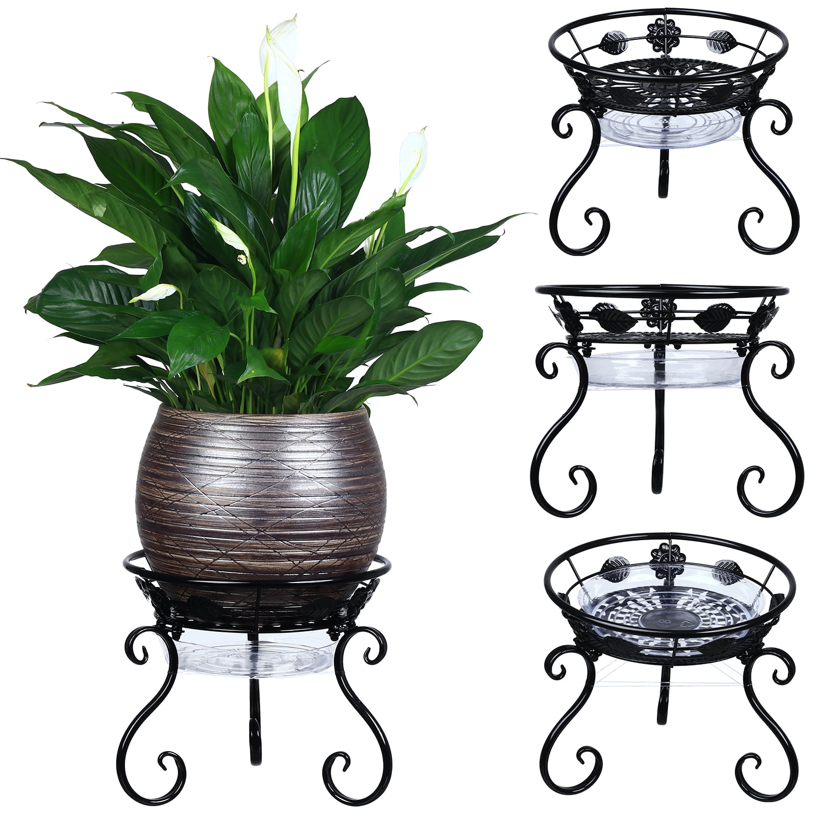 3 Pack Metal Plant Stand for Multiple Plants with Plant Saucer-Outdoor ...