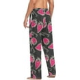 thumbnail image 5 of Men's Pajama Pants with Pockets Sleepwear Lounge Pants Stretch Casual Strawberry Hot Pink Black, 5 of 6