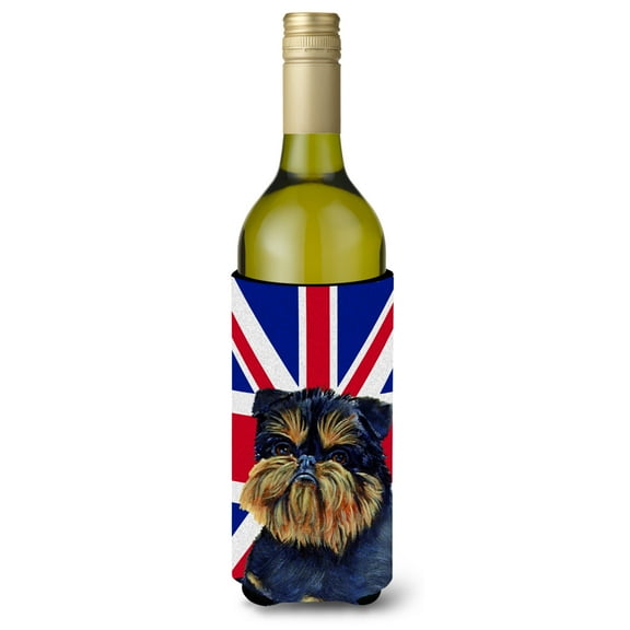 Carolines Treasures LH9505LITERK Brussels Griffon with English Union Jack British Flag Wine Bottle Hugger Wine Bottle