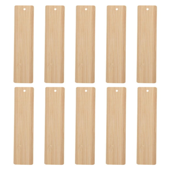 WASHWEPE Bookmark Blank Plain Book Mark Bamboo Beige 10pcs 5.5x1.2x0.08in