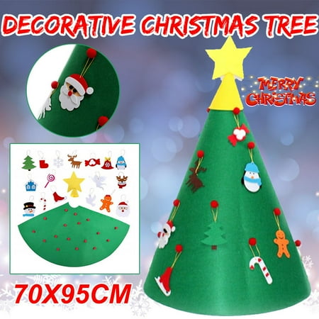 Educational Felt 3.1ft Wall Decor, Christmas Game DIY Felt Christmas Tree Kids Educational Toy with Hanging Rope Party Home Accessories Supplies Decorations Ornaments ()