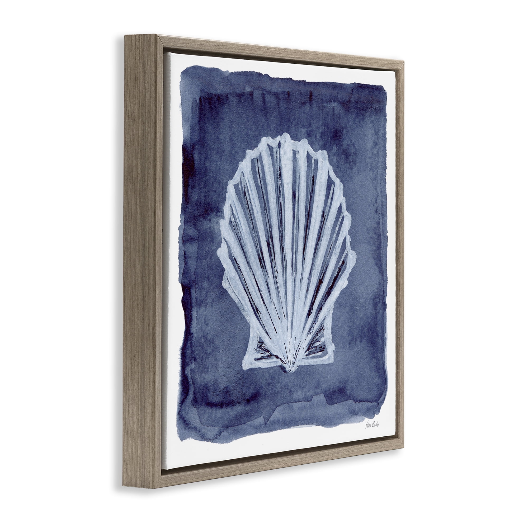 Stupell Industries Clam Shell Impression Animals Painting Brown Floater Framed Canvas Art Print Wall Art, 25 x 25