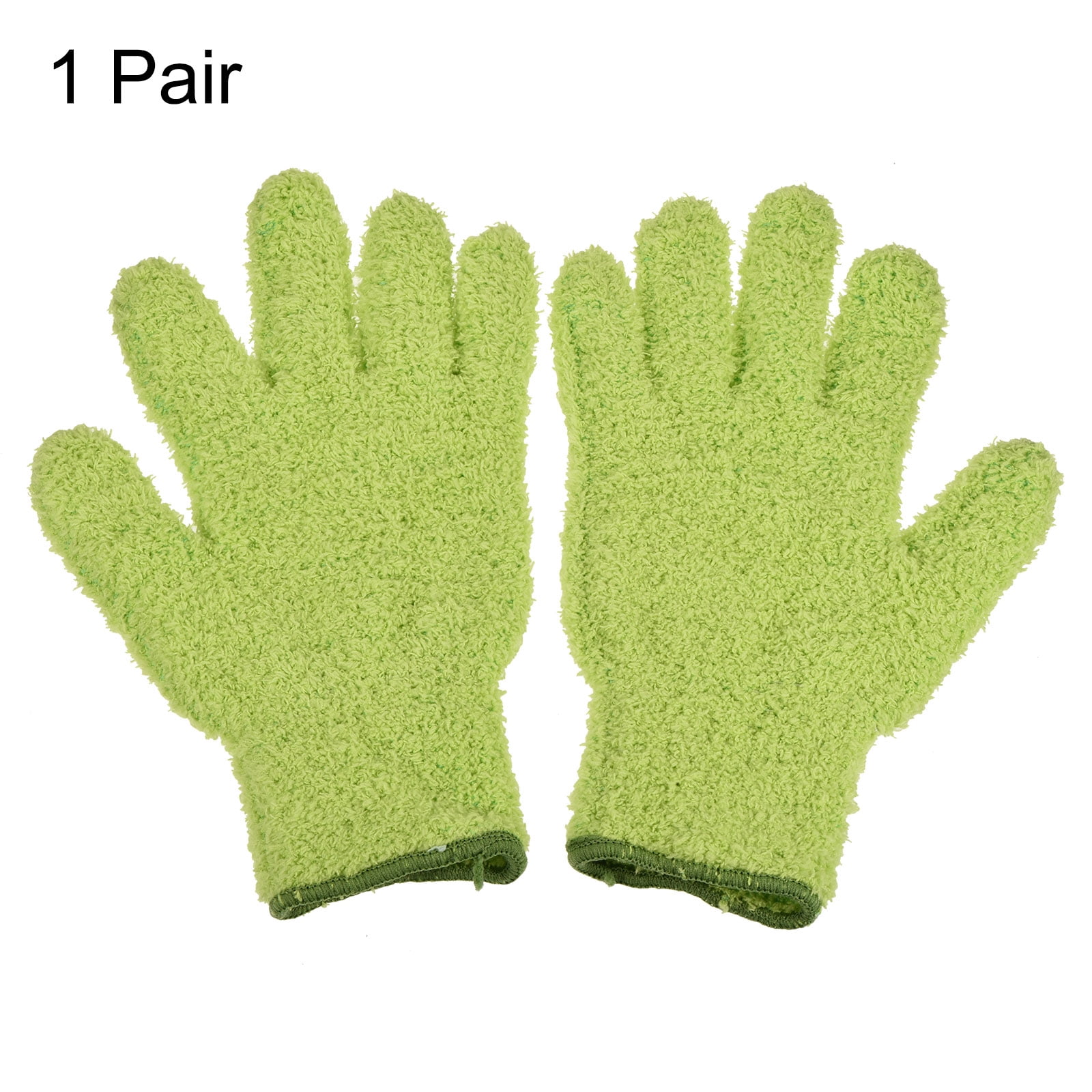 Unique Bargains Dusting Cleaning Gloves Microfiber Mittens Set Green