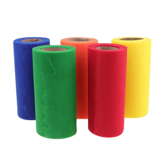 5Pcs Yarn Tulle Netting Rolls Polyester Fabric for Decoration Bow Tutu Skirt DIY Craft Sewing Gift Wrapping Clothes (Assorted Color)
