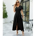 thumbnail image 5 of Women's Elegant V Neck Ruffle Sleeve Maxi Dress Solid Color Flowy Formal Cocktail Party Wedding Guest Work Dresses, 5 of 6
