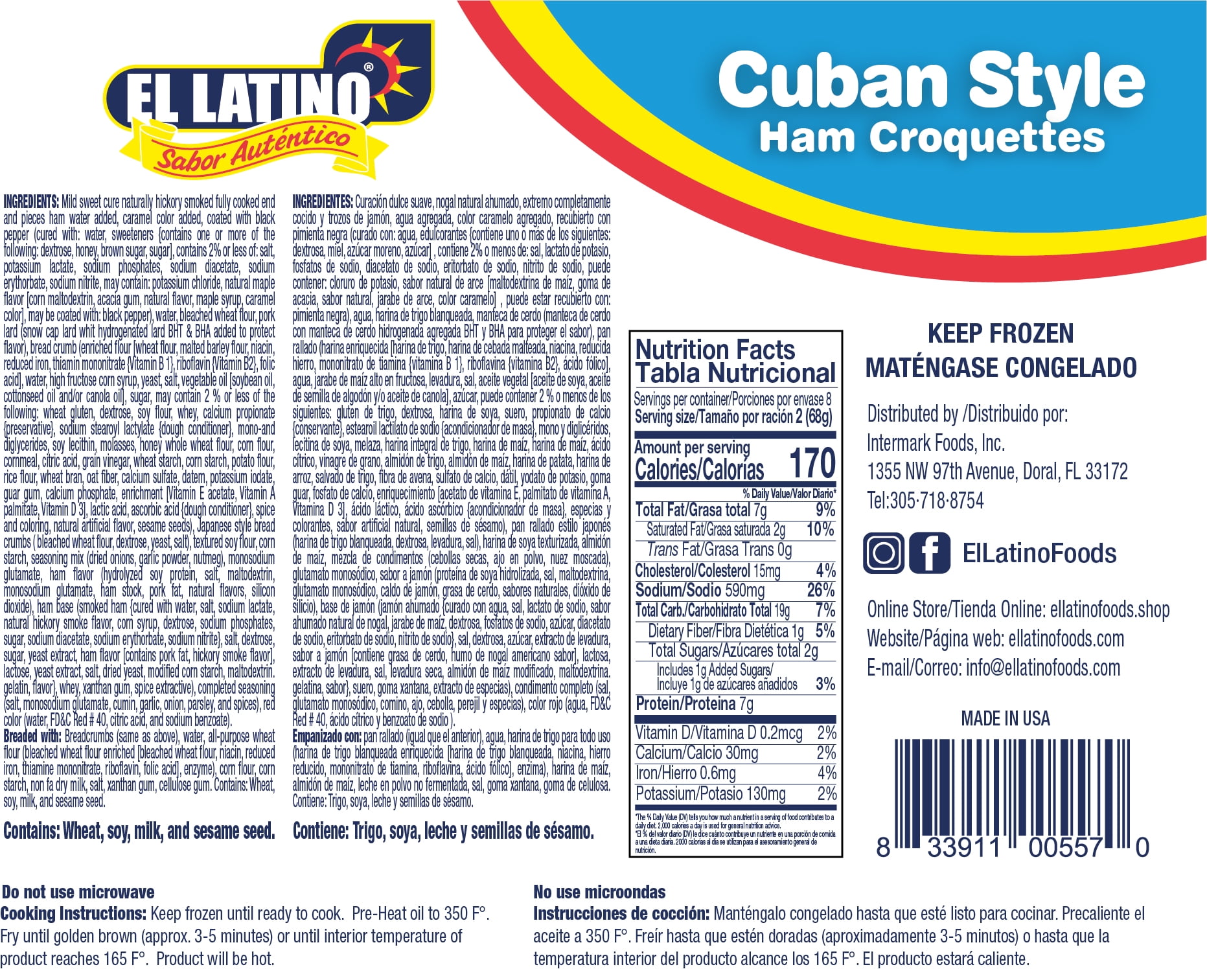 El Latino Ham Croquetas 9.6oz 8PK