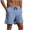 thumbnail image 2 of hlysgo Mens Workout Shorts with Mesh Liner Relaxed Fit Drawstring Elastic Waist Running Shorts Waterproof Quick Dry Athletic Shorts Blue,Size XXL, 2 of 5