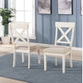 thumbnail image 3 of Roundhill Furniture Prato 6-piece Dining Table Set With Cross Back Chairs and Bench, Antique White and Distressed Oak, 3 of 9