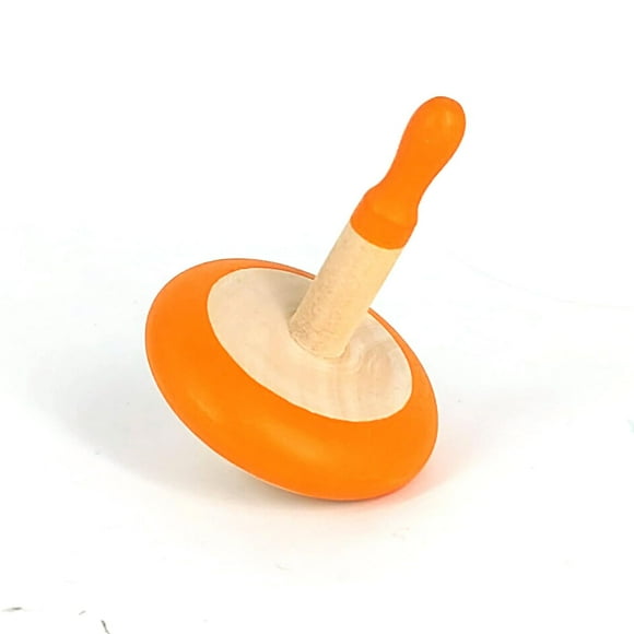 Shumee Organic Handmade Spinning Top 1 Pc/Set (Orange)|6 cm| 100% Child Safe| Gyroscopes Toy| Fidget Spinner| Educational Toys|Montessori,Kindergarten Toys| Gift Toys for Kids/Toddlers