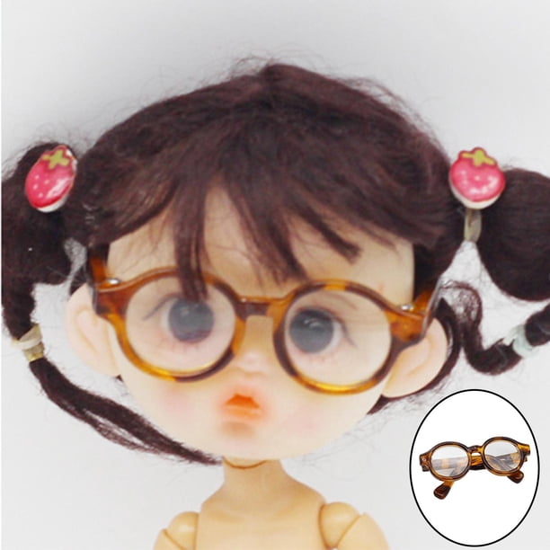 Gafas de muñeca de moda Accesorios portátiles Decoración de muñecas en miniatura Muñecas Disfraz Accesorios de fotos Vestir cumpleaños Gafas de sol 4.5 cm Juguete CUTICAT Juguetes de muñecas
