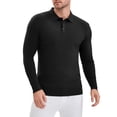 thumbnail image 4 of Camisa de polo de punto de negocios de color sólido de manga larga para hombre S negra, 4 of 6