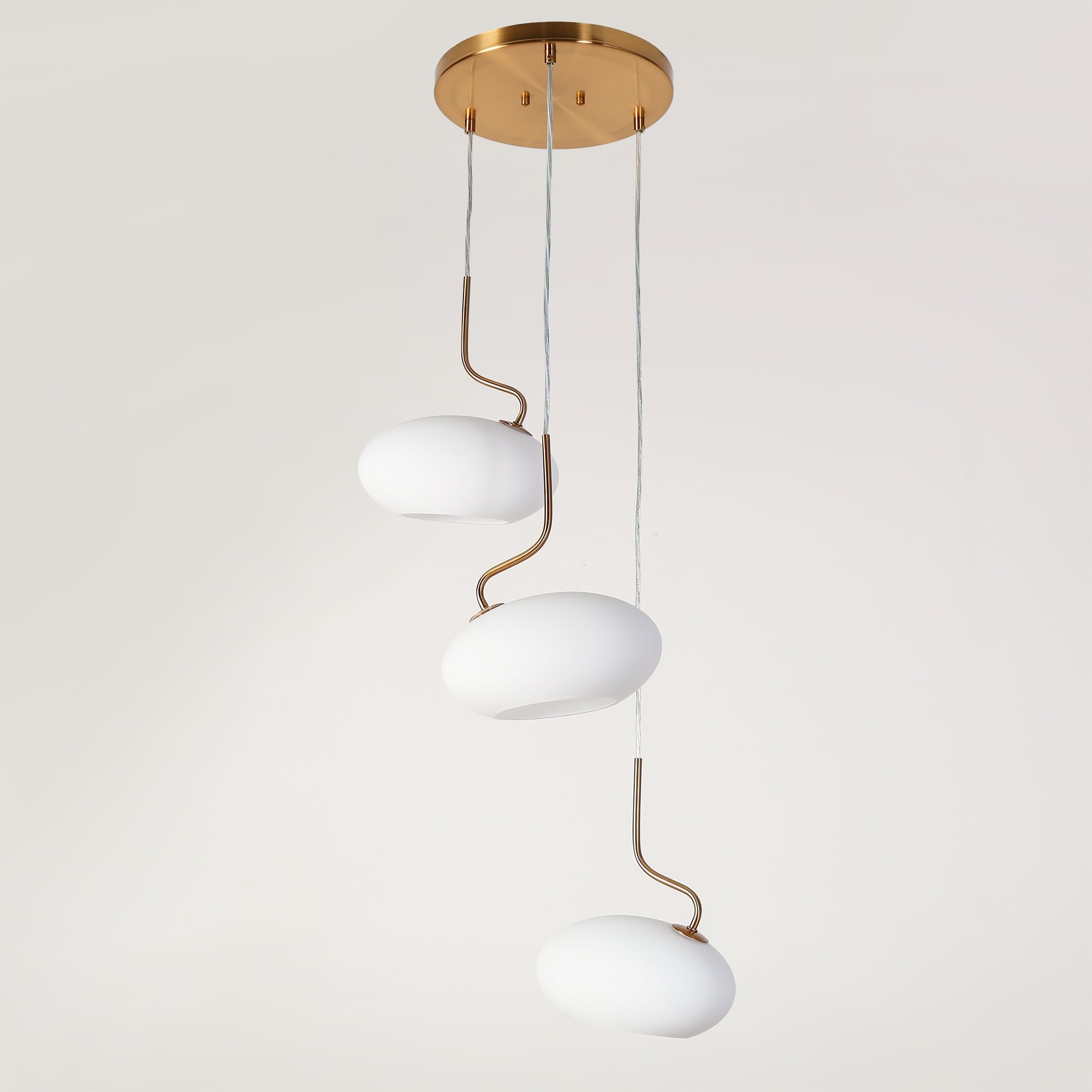 LNC Deglupta 3-Lights 18" Modern Luxury Cluster Integrated LED Chandelier, Gold and White
