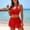 *Red, variant on ClodeEU Women's Sheer Mesh Halter Neck Bikini Set with Bow Tie and Skirt Shorts ,Fashion Two Piece Swimsuit Hot Pink,Womens Plus XXL