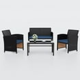 thumbnail image 7 of Kullavik 4 Pieces Wicker Outdoor Conversation Set with Cushions & Tempered Glass Tabletop, Navy Blue, 7 of 7
