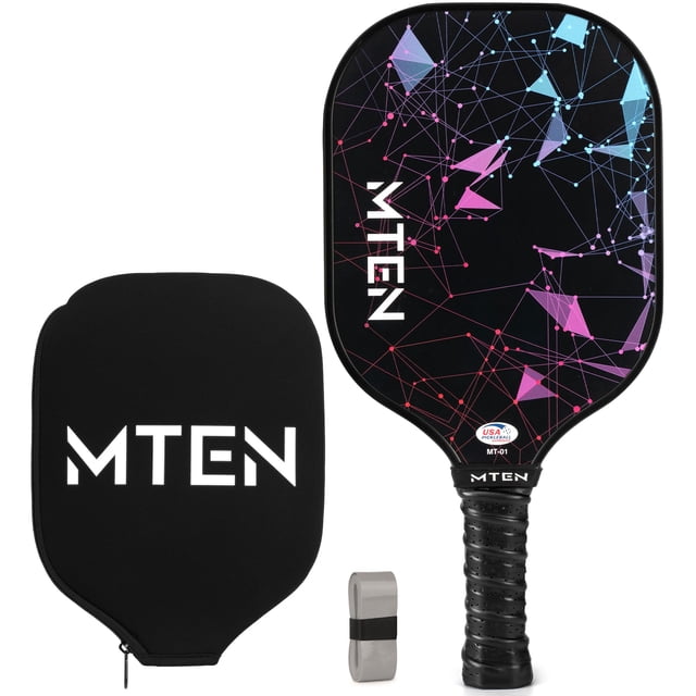 Pickleball Paddle MTEN con superficie de fibra de vidrio con funda USAPA App